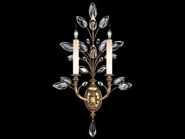 Fine Art Handcrafted Lighting Crystal Laurel 28" Tall Gold Wall Sconce FA773150ST