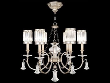 Fine Art Handcrafted Lighting Eaton Place 32" Wide 6-Light Silver Crystal Candelabra Drum Chandelier FA5954402ST