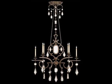 Fine Art Handcrafted Lighting Encased Gems 50" Wide 6-Light Bronze Crystal Candelabra Chandelier FA7089403ST