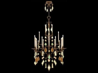 Fine Art Handcrafted Lighting Encased Gems 53" Wide 24-Light Bronze Crystal Candelabra Chandelier FA7094401ST