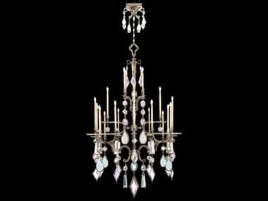 Fine Art Handcrafted Lighting Encased Gems 53" Wide 24-Light Silver Crystal Candelabra Chandelier FA7140401ST