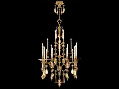 Fine Art Handcrafted Lighting Encased Gems 53" Wide 24-Light Gold Crystal Candelabra Chandelier FA7146401ST