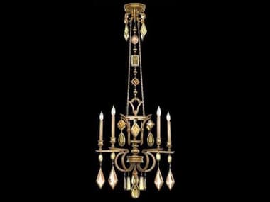 Fine Art Handcrafted Lighting Encased Gems 27" Wide 5-Light Gold Crystal Candelabra Chandelier FA7195401ST
