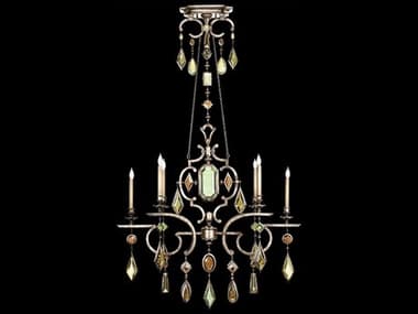 Fine Art Handcrafted Lighting Encased Gems 50" Wide 6-Light Silver Crystal Candelabra Chandelier FA7259401ST