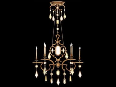 Fine Art Handcrafted Lighting Encased Gems 50" Wide 6-Light Gold Bronze Crystal Candelabra Chandelier FA7260401ST