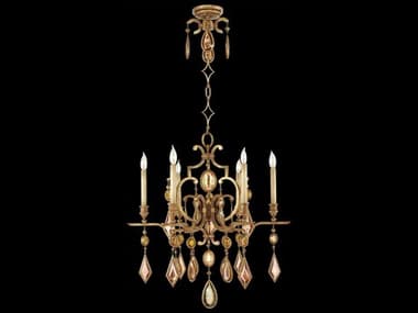 Fine Art Handcrafted Lighting Encased Gems 29" Wide 6-Light Gold Crystal Candelabra Chandelier FA7296401ST