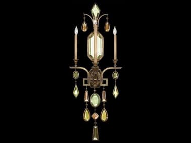Fine Art Handcrafted Lighting Encased Gems 49" Tall Bronze Crystal Wall Sconce FA7104501ST