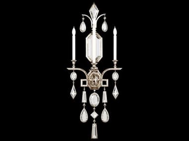 Fine Art Handcrafted Lighting Encased Gems 49" Tall Silver Crystal Wall Sconce FA7269503ST