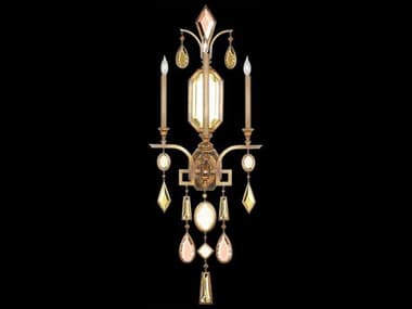 Fine Art Handcrafted Lighting Encased Gems 49" Tall Gold Crystal Wall Sconce FA7270501ST