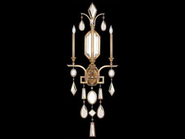 Fine Art Handcrafted Lighting Encased Gems 49" Tall Gold Crystal Wall Sconce FA7270503ST