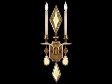Fine Art Handcrafted Lighting Encased Gems 29" Tall Gold Crystal Wall Sconce FA7291501ST