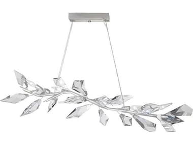Fine Art Handcrafted Lighting Foret 47" 6-Light Silver Leaf Crystal Island Pendant FA9083401ST