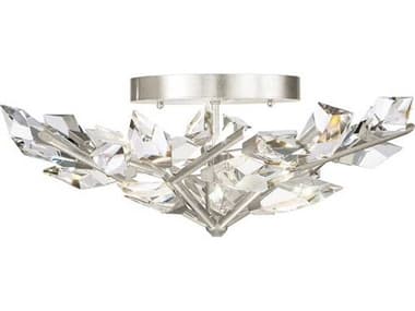 Fine Art Handcrafted Lighting Foret 31" 4-Light Silver Leaf Crystal Semi Flush Mount FA9087401ST