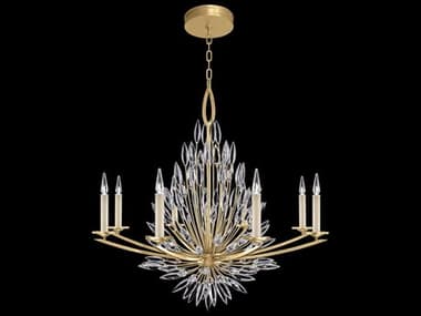 Fine Art Handcrafted Lighting Lily Buds 41" Wide 8-Light Gold Leaf Crystal Candelabra Chandelier FA8812401ST