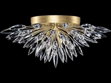 Fine Art Handcrafted Lighting Lily Buds 26" 4-Light Gold Leaf Crystal Flush Mount FA8836401ST