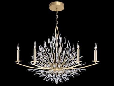 Fine Art Handcrafted Lighting Lily Buds 48" Wide 6-Light Gold Leaf Crystal Candelabra Tiered Chandelier FA8832401ST