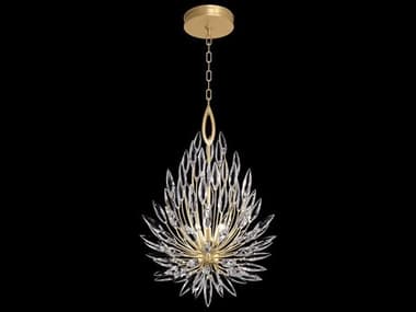 Fine Art Handcrafted Lighting Lily Buds 19" 3-Light Gold Leaf Crystal Pendant FA8816401ST