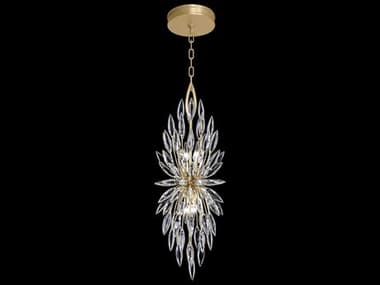 Fine Art Handcrafted Lighting Lily Buds 13" 4-Light Gold Leaf Crystal Pendant FA8837401ST