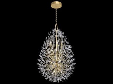 Fine Art Handcrafted Lighting Lily Buds 33" 12-Light Gold Leaf Crystal Tiered Pendant FA8839401ST