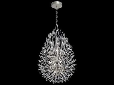 Fine Art Handcrafted Lighting Lily Buds 33" 12-Light Silver Crystal Tiered Pendant FA883940ST