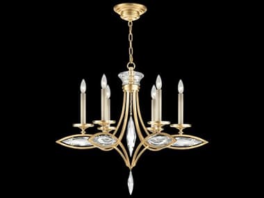 Fine Art Handcrafted Lighting Marquise 26" Wide 6-Light Gold Crystal Candelabra Chandelier FA84354022ST
