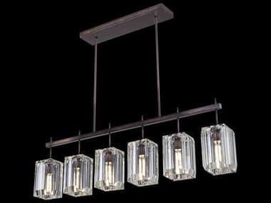 Fine Art Handcrafted Lighting Monceau 46" 6-Light Patinated Bronze Glass Cylinder Tiered Island Pendant FA875240ST