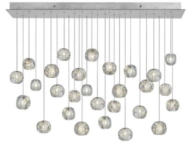 Fine Art Handcrafted Lighting Natural Inspirations 54" 28-Light Silver Glass LED Island Pendant FA853640106LD