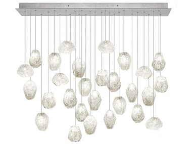 Fine Art Handcrafted Lighting Natural Inspirations 54" 28-Light Silver Glass LED Island Pendant FA85364013LD