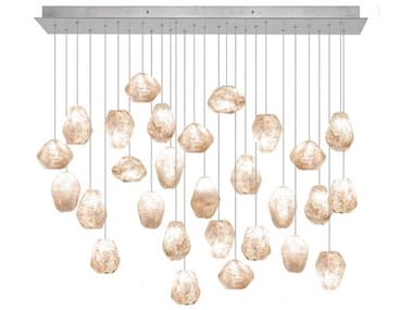 Fine Art Handcrafted Lighting Natural Inspirations 54" 28-Light Silver Glass LED Island Pendant FA85364014LD