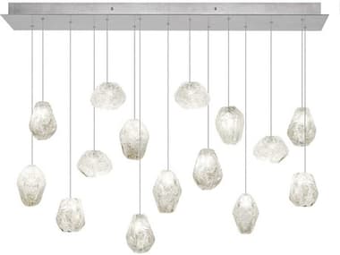 Fine Art Handcrafted Lighting Natural Inspirations 48" 15-Light Silver Glass LED Island Pendant FA85374013LD