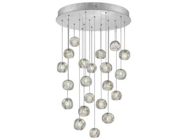 Fine Art Handcrafted Lighting Natural Inspirations 24" 22-Light Silver Glass LED Pendant FA853240106LD