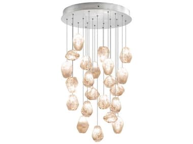 Fine Art Handcrafted Lighting Natural Inspirations 24" 22-Light Silver Glass LED Pendant FA85324014LD
