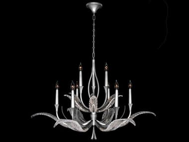 Fine Art Handcrafted Lighting Plume 45" Wide 9-Light Silver Crystal Glass Candelabra Chandelier FA89364011ST