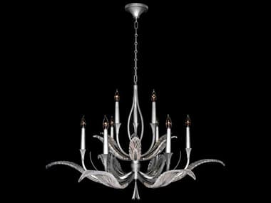 Fine Art Handcrafted Lighting Plume 45" Wide 9-Light Silver Crystal Glass Candelabra Chandelier FA8936401ST