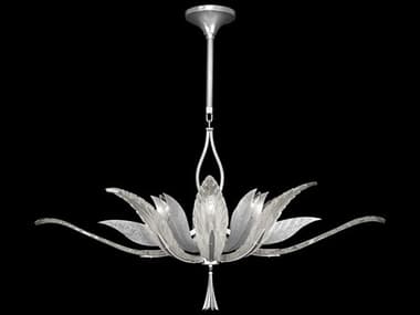 Fine Art Handcrafted Lighting Plume 40" 8-Light Silver Crystal Glass Bowl Island Pendant FA89374011ST