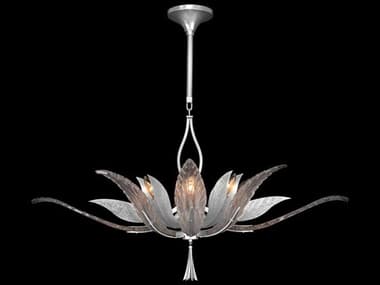 Fine Art Handcrafted Lighting Plume 40" 8-Light Silver Crystal Glass Bowl Island Pendant FA8937401ST