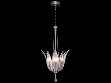 Fine Art Handcrafted Lighting Plume 17" 4-Light Silver Crystal Glass Bowl Pendant FA8939401ST