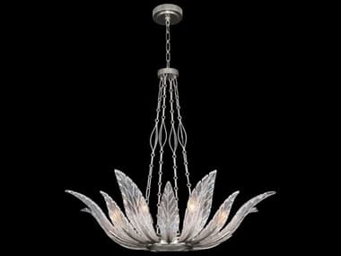 Fine Art Handcrafted Lighting Plume 39" 8-Light Silver Crystal Glass Bowl Pendant FA8940401ST