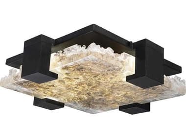 Fine Art Handcrafted Lighting Terra 16" 4-Light Black Glass LED Flush Mount FA89544012ST