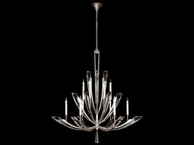 Fine Art Handcrafted Lighting Vol De Cristal 54" Wide 12-Light Silver Crystal Candelabra Chandelier FA789840ST