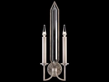 Fine Art Handcrafted Lighting Westminster 24" Tall 2-Light Antique Silver Crystal Wall Sconce FA8849501ST