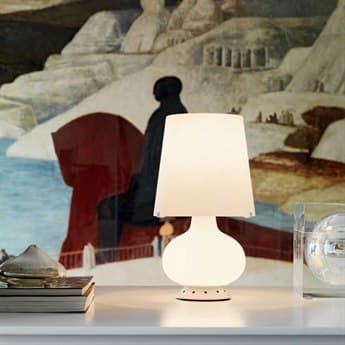 Fontana Arte 1853 Frosted White Blown Glass Table Lamp FONU1853