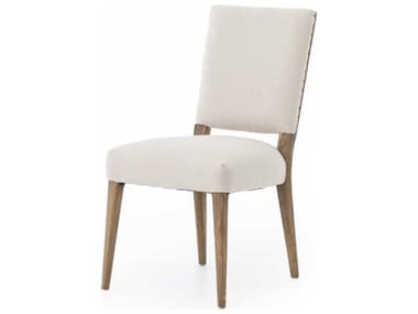 Four Hands Ashford Kurt Oak Wood Beige Fabric Upholstered Side Dining Chair FSCABT89A