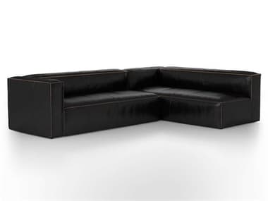Four Hands Carnegie Nolita 2 - Piece 120" Wide Black Leather Upholstered Sectional Sofa FSCCARVLOSB