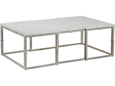 Gabby Alden 52" Rectangular Whitewashed Wood / Brushed Silver Coffee Table GASCH151015