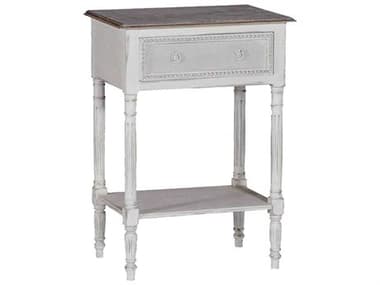Gabby Carine 22" Rectangular Wood Antique White Feather Grey End Table GASCH150200