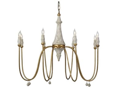 Gabby Clay 42" Wide 8-Light Vintage Gold With Distressed Ivory White Candelabra Chandelier GASCH290115