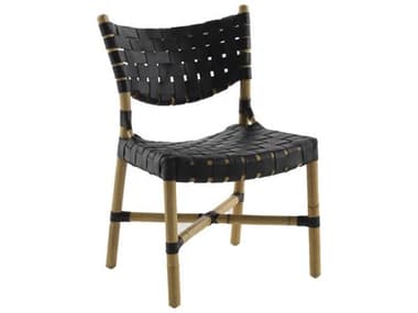 Gabby Leather Rattan Black Upholstered Side Dining Chair GASCH158055
