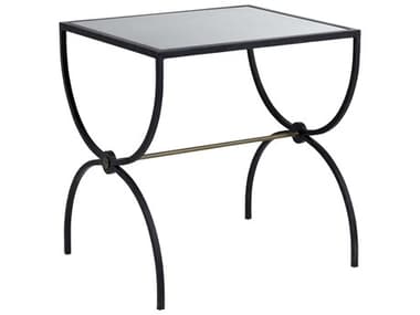 Gabby Marion 24" Rectangular Glass Textured Black Brushed Brass Marble End Table GASCH163340