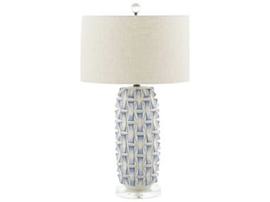 Gabby Kelly Blue and White with Burnished Bronze And With Textured Cream Linen Buffet Lamp GASCH158325